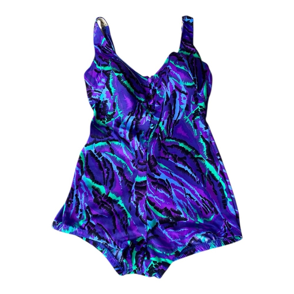 Vibrant Purple and Green Swimsuit